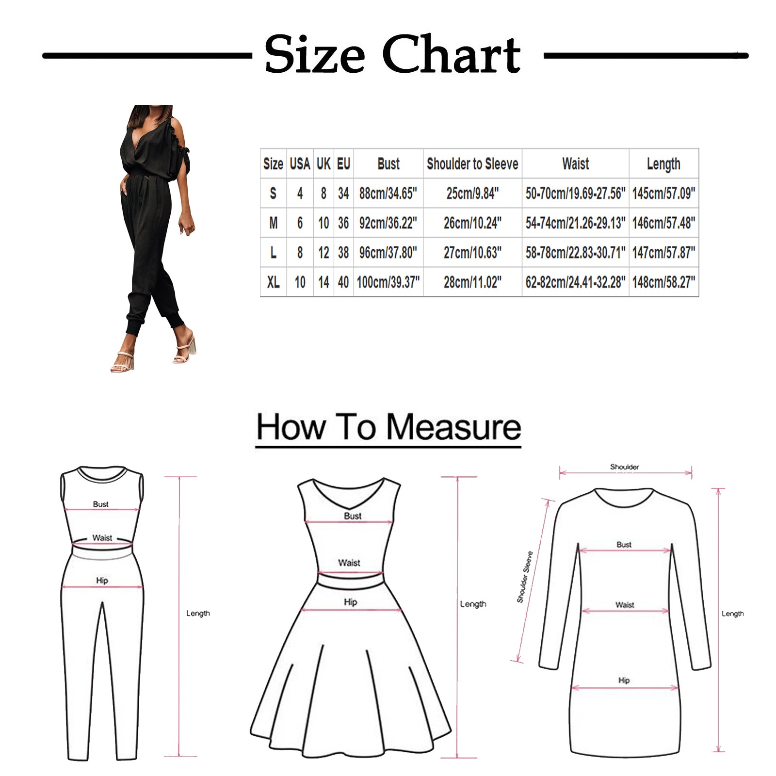 thumbnail image 4 of Mono con cuello en V y bolsillos para mujer - Pantalones anchos con cintura elástica - Mono informal para todas las estaciones (S-XL), 4 of 6
